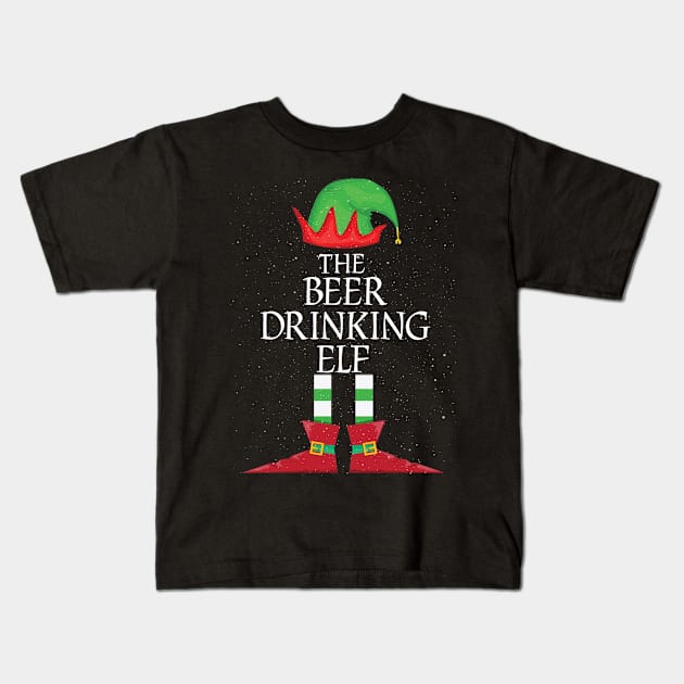 BEER DRINKING Elf Family Matching Christmas Group Funny Gift Kids T-Shirt by kamahashirt